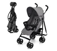 Kinderkraft TIK Lightweight Umbrella Stroller, 6.5kg, from 6 Months, Compact Fold, Lie-Flat Recline, 5-Point Harness, EVA Wheels, Lockable Swivel, Expandable Hood, Window, Gray
