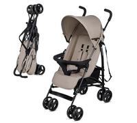 Kinderkraft TIK Lightweight Umbrella Stroller, 6.5kg, from 6 Months, Compact Fold, Lie-Flat Recline, 5-Point Harness, EVA Wheels, Lockable Swivel, Expandable Hood, Window,Beige