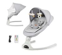 Kinderkraft TULSY Electric Rocker Bouncer, Automatic Rocking 5 Levels, Timer 8/15/30 min, Touch Panel or Remote, Bluetooth USB, 12 melodies, 3 Recline, 5-Point Harness, Canopy Mosquito net, Grey