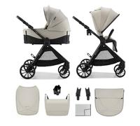 Kinderkraft VESTO 2 2-in-1 Stroller, Pushchair and Carrycot, Reversible Seat, Memory Buttons, Self-Standing Fold, All-Wheel Suspension, Treaded Wheels, 3-Zone Ventilation, Rain Cover, Bag, Beige