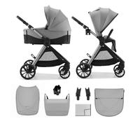 Kinderkraft VESTO 2 2-in-1 Stroller, Pushchair and Carrycot, Reversible Seat, Memory Buttons, Self-Standing Fold, All-Wheel Suspension, Treaded Wheels, 3-Zone Ventilation, Rain Cover, Bag, Grey
