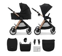 Kinderkraft VESTO 2 2-in-1 Stroller, Pushchair and Carrycot, Reversible Seat, Memory Buttons, Self-Standing Fold, All-Wheel Suspension, Treaded Wheels, 3-Zone Ventilation, Rain Cover, Bag, Black