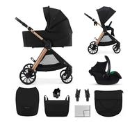 Kinderkraft VESTO 2 3-in-1 Stroller Travel System, Pushchair with Carrycot and Mink PRO 2 Car Seat, Reversible Seat, Memory Buttons, Self-Standing Fold, EVA Wheels, Rain Cover, Bag, Black