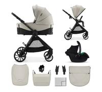 Kinderkraft VESTO 2 3-in-1 Stroller Travel System, Pushchair with Carrycot and Mink PRO 2 Car Seat, Reversible Seat, Memory Buttons, Self-Standing Fold, EVA Wheels, Rain Cover, Bag, Beige