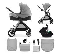 Kinderkraft VESTO 2 3-in-1 Stroller Travel System, Pushchair with Carrycot and Mink PRO 2 Car Seat, Reversible Seat, Memory Buttons, Self-Standing Fold, EVA Wheels, Rain Cover, Bag, Grey