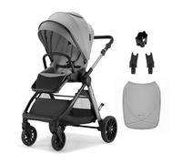 Kinderkraft VESTO 2 Stroller, Pushchair up to 22 kg, Dual-Facing Seat, One-Hand Memory Buttons, Self-Standing Fold, All-Wheel Suspension, Treaded 8” and 11” Wheels, Footmuff, Cup Holder, Grey