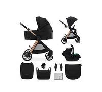 Kinderkraft VESTO 2 3-in-1 Stroller Travel System, Pushchair with Carrycot and Mink PRO 2 Car Seat, Reversible Seat, Memory Buttons, Self-Standing Fold, EVA Wheels, Rain Cover, Bag, Black
