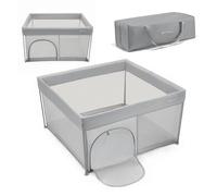 Kinderkraft ZIKI Baby Playpen, 126.5x126.5 cm, Foldable, Carry Bag, Grey | Sturdy and Safe for Babies and Children up to 4 Years, Activity Center, Folds Quickly, Includes Carry Bag