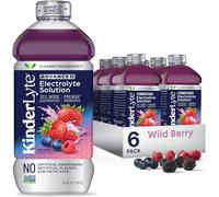 KinderLyte Advanced Electrolyte Solution for Kids and Adults - Hydration Drink (Wild Berry, 6 Count), With PreMax Prebiotics, No Artificial Sweeteners or Flavors, No Synthetic Dyes