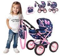 Kinderplay Doll Stroller- Deep Foldable Design with Adjustable Handle and Bag KP0262I