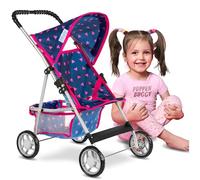 Kinderplay Doll Stroller | Toy Pram | Baby Doll Pram - Toy Pushchair | Dolls Buggy | Dolls Pushchair | Dolls Pram Handle Height 56 cm, model KP0280T