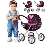 Kinderplay Dolls Pram | Toy Pram | Baby Doll Pram - Toy Pushchair | Dolls Buggy | Dolls Pushchair | Dolls Pram Handle high 54cm, model KP0260R