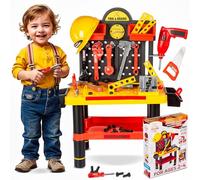 Kinderplay Kids Tool Bench | Kids Workbench - 50 pcs Kids Tool Set | Toll Bench for Toddlers| Kids Tool Box with Drill and Helmet | Kids Tool Kit "Tools&Brains”, KP2646