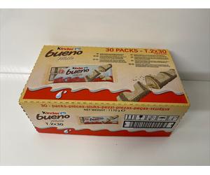 Kinders Bueno White Large Box Containing 30 Twin Packs 1170g , Chocolate , Sweet