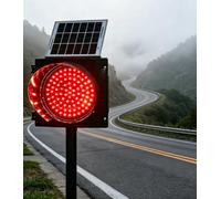 Kindevieft LED Traffic Sign, Solar Traffic Light, Industrial Traffic Signals with Solar Panel - For Intersections, Curves, Bridges, and Parking Lanes Red-400mm/16in