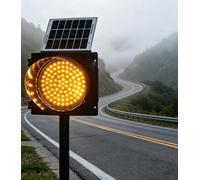 Kindevieft LED Traffic Sign, Solar Traffic Light, Industrial Traffic Signals with Solar Panel - For Intersections, Curves, Bridges, and Parking Lanes Yellow-400mm/16in
