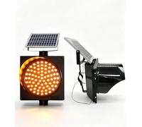 Kindevieft Solar Traffic Signals Signs Lights,Outdoor Waterproof Road Safety Emergency Lamp, with Solar Panel and Sun Visor Indicator Warning Light Yellow-300mm/12in