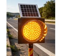 Kindevieft Solar Traffic Signals Signs Lights, Red/Yellow Flashing Light, LED Warning Light with Solar Panel for Intersections, Curves, Bridges Yellow-300mm/12in