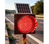 Kindevieft Solar Traffic Signals Signs Lights, Red/Yellow Flashing Light, LED Warning Light with Solar Panel for Intersections, Curves, Bridges Red-300mm/12in