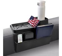 KindGa Couch Cup Holder Tray,Silicone Couch Arm Cup Holder,Couch Arm Organizer for Sofa Drinks/Phone/Remote/Snacks,Couch Armrest Recliner Armchair Caddy - Black