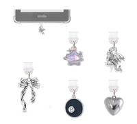 Kindle Dust Plug Charm,7 Pack Cute Bookish Cat Bear Star Glow in the Dark Charms Compatible with Kindle Paperwhite 2021 Released,Type C/USB C Dust Plug Port Cover Accessories for IPhone Gift (Cool)