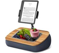 Kindle Holder for Reading in Bed with Removeable Snack Tray (Dish-Washable) with Cup Holder, 360° Adjustable Stand Compatible with 4.7-13" iPad/Phone/Tablet, Stable Cozy Beanbag/Cushion/Pillow for Lap