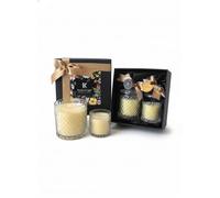 Kindled Light Glow Heaven Candle Set | Set of 2 Sandalwood Scented Soy Wax Candles with Diamond Pattern Holders & Lids | Long Lasting 50 Hour Burn | Gifting for Home, Birthday, Anniversary & Festive