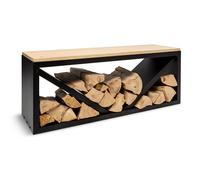 Kindlewood L, Black Wood Storage, Bench, 104x40x35cm, Bamboo, Zinc