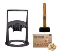 Kindling Cracker Original Cast Iron Durable Wood Cutter Log Splitter, Hammer & Firelighters