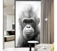 Kindly Orangutan Stained Glass Window Film Modern Classical Animal Vintage Privacy Window Film Non-Adhesive Glass Film Decorative Static Cling Film for Home Office 23.6Wx35.4L inch