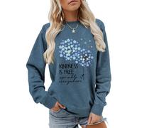 Kindness Crewneck Sweatshirts For Womens Kindness Is Free Sprinkle It Everywhere Long Sleeve Tops For Teen(Blue,XL)