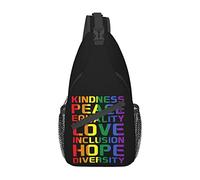 Kindness Equality Love LGBTQ Rainbow Gay Pride Ally Sling Bag Hiking Daypack Crossbody Shoulder Backpack Travel Chest Pack for Men Women