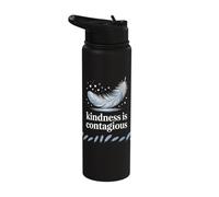 Kindness is Contagious Feather Heart Love Stainless Steel Insulated Water Bottle
