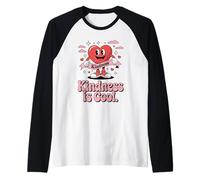 Kindness is Cool Heart Cartoon with Sneakers and Love Motif Raglan Baseball Tee