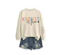 Kindness Is Free Women's Kindness Is Free Sweatshirt, Encouraging Message Crewneck Pullover, Soft Cotton Long Sleeve Casual Top for Daily Comfort