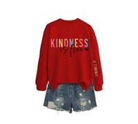 Kindness Is Free Women's Kindness Is Free Sweatshirt, Encouraging Message Crewneck Pullover, Soft Cotton Long Sleeve Casual Top for Daily Comfort
