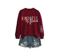 Kindness Is Free Women's Kindness Is Free Sweatshirt, Encouraging Message Crewneck Pullover, Soft Cotton Long Sleeve Casual Top for Daily Comfort