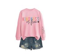 Kindness Is Free Women's Kindness Is Free Sweatshirt, Encouraging Message Crewneck Pullover, Soft Cotton Long Sleeve Casual Top for Daily Comfort