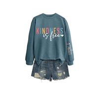 Kindness Is Free Women's Kindness Is Free Sweatshirt, Encouraging Message Crewneck Pullover, Soft Cotton Long Sleeve Casual Top for Daily Comfort