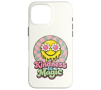 Kindness Is Magic 70s Retro Melting Smile Daisy Checkered Case for iPhone 16 Pro Max
