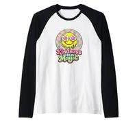 Kindness is Magic 70s Retro Melting Smile Daisy Checkered Raglan Baseball Tee