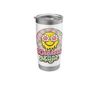 Kindness is Magic 70s Retro Melting Smile Daisy Checkered Stainless Steel Insulated Tumbler