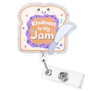 Kindness is My Jam Bread Funny Nurse Badge Reel, Cute Medical Retractable ID Badge Holder, Name Tag Badge Clip for RN LPN MA CNA Pediatrics OPD Psych PS Nursing Student Teacher Doctor Office Worker