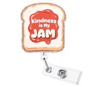 Kindness is My Jam Funny Nurse Badge Reel, Cute Retractable ID Badge Holder, Name Tag Badge Buddy for RN LPN CNA MA Pediatrics Geriatrics Psych Rehab Psychiatrist Social Volunteer Services Workers