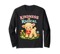 Kindness is Radical Retro Lamb Cute Affirmation Graphic Long Sleeve T-Shirt