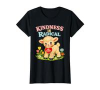 Kindness is Radical Retro Lamb Cute Affirmation Graphic Value Graphic T-Shirt, Women, Black, M