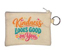 Kindness Looks Good On You Key Chain Coin Purse Beige