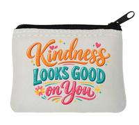 Kindness Looks Good On You Neoprene Coin Purse Pouch 10x11cm White