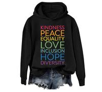 Kindness Peace Equality Love Inclusion Hope Diversity Hoodie Retro Human Rights Shirt Unisex Black