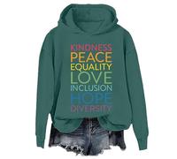 Kindness Peace Equality Love Inclusion Hope Diversity Hoodie Retro Human Rights Shirt Unisex Green